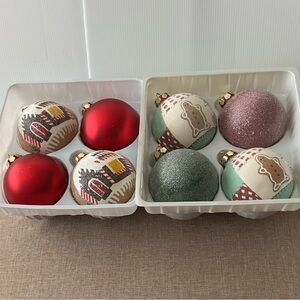 8 large Gingerbread Men glass Holiday Living Christmas ornaments.